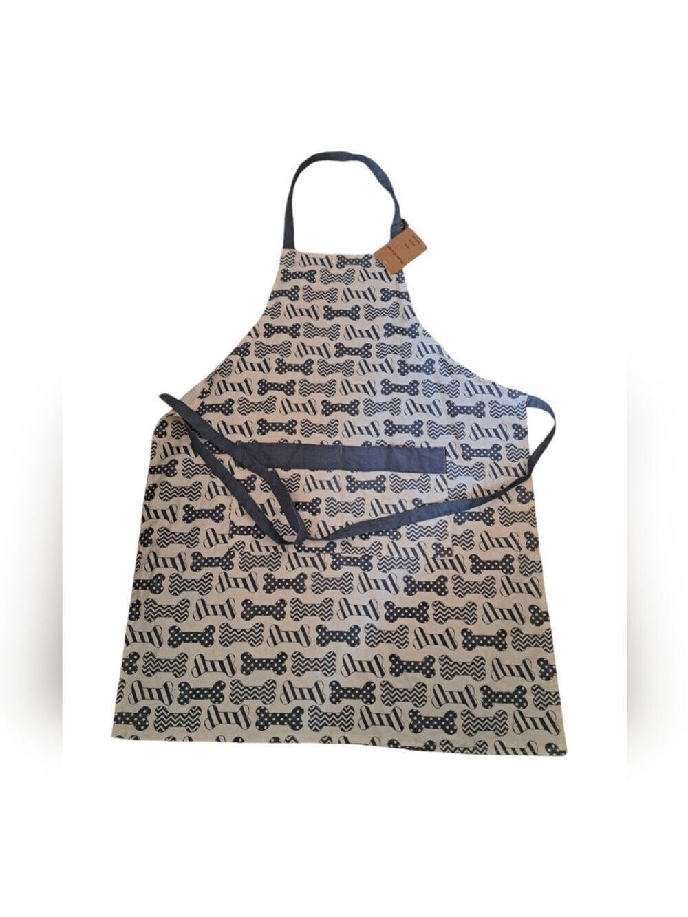 STUDIO KITCHEN all over DOG BONES cotton apron tie waist pockets groomer dog Mom